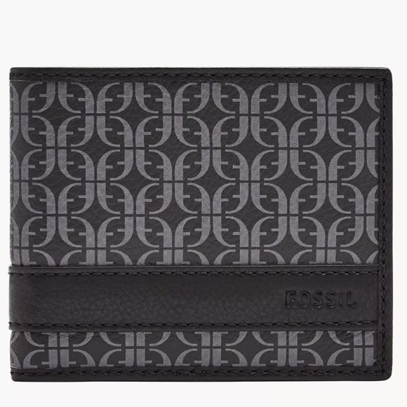 Fossil Lufkin Bifold Wallet Gray Black